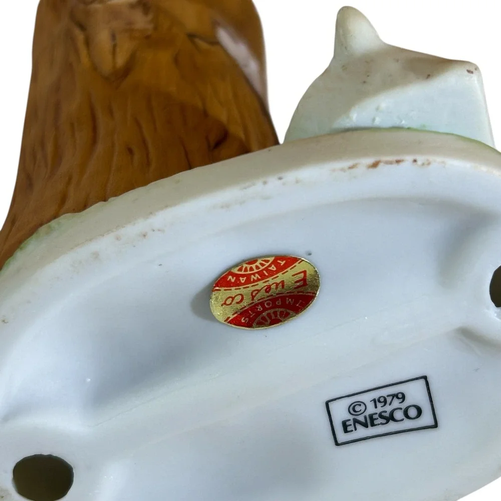 Vintage Enesco 1979 Adorable Ceramic‎ Tree Hug Mother Deer Fawn Bud Vase Taiwan